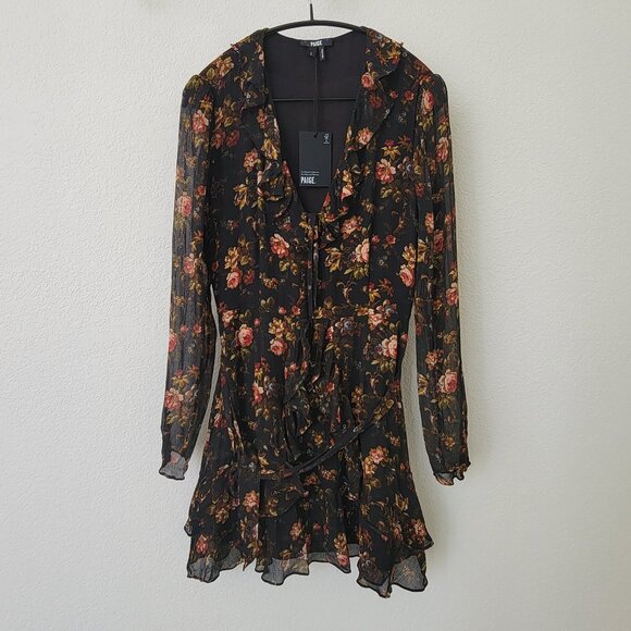 PAIGE Tamera Silk Ruffled Mini Dress Small - Picture 3 of 11